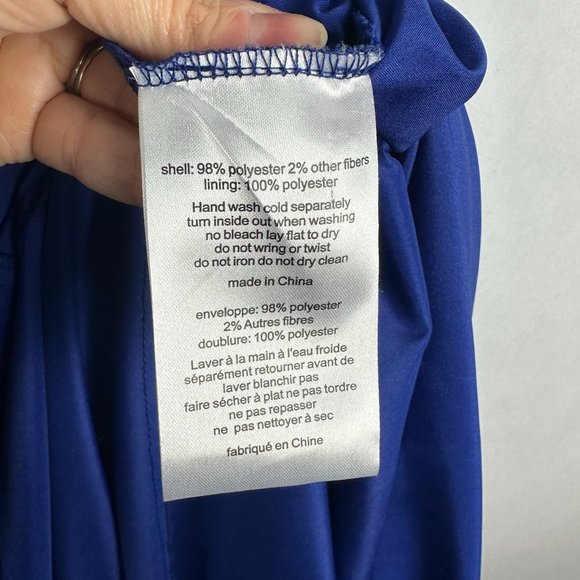 DB Studio David's Bridal Dress Size 2 Straight Neck Clip Dot A-Line Cobalt Blue - Picture 7 of 15